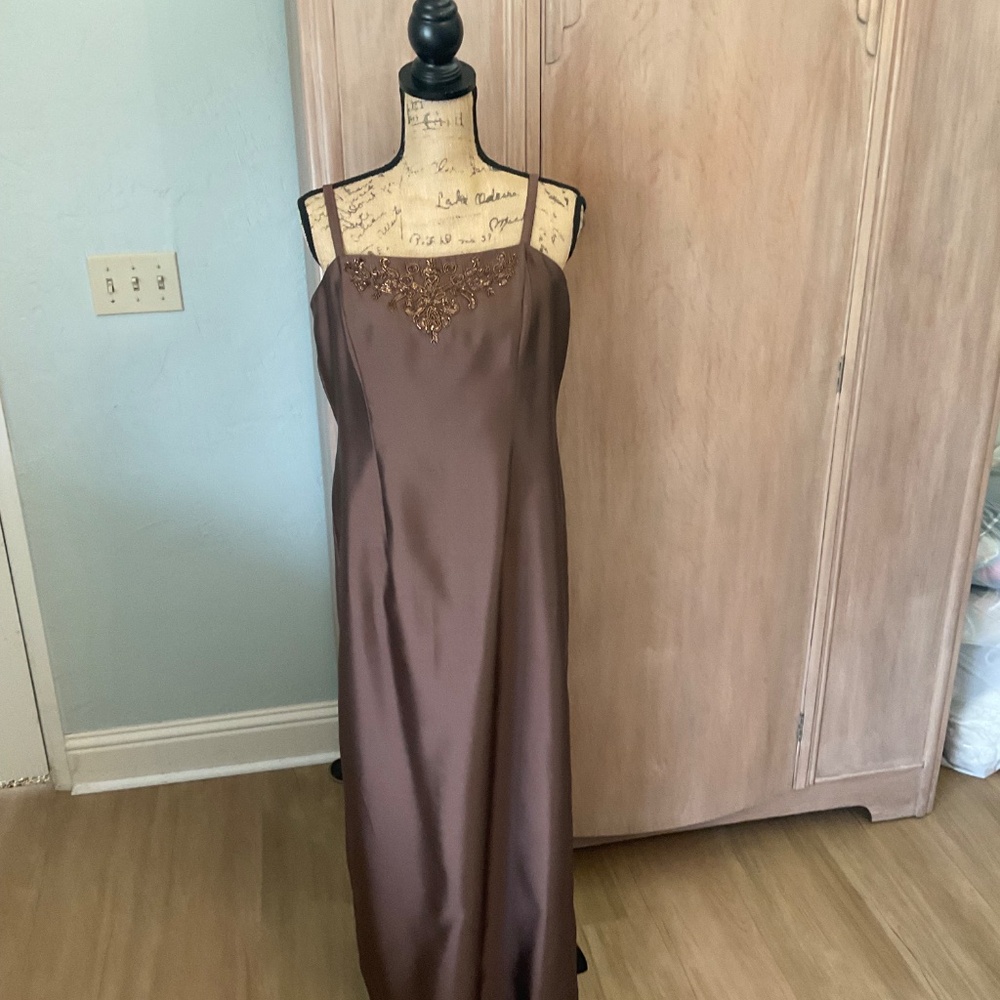 Vintage 90’s Y2k Chocolate Brown Beaded Prom Dress Maxi Fairy Rachel 12